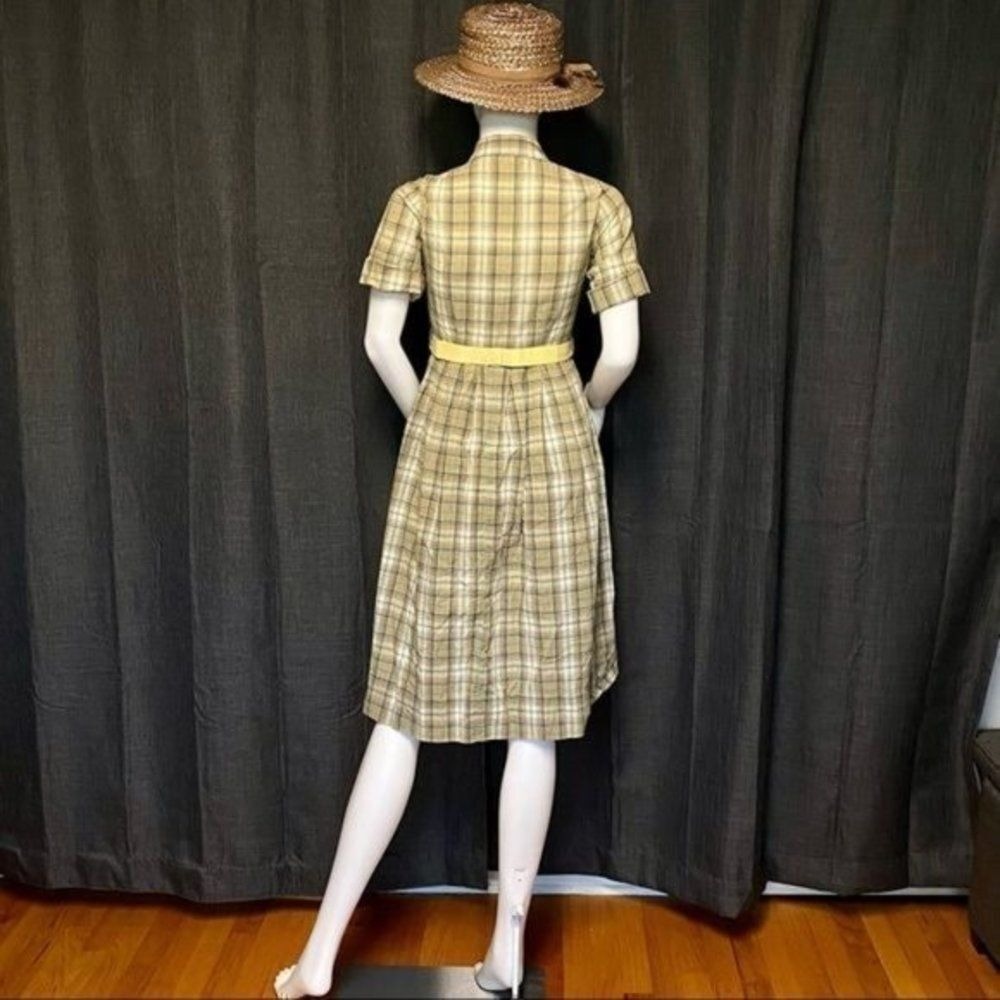 1940s Vintage cotton plaid‎ dress - Picture 5 of 8